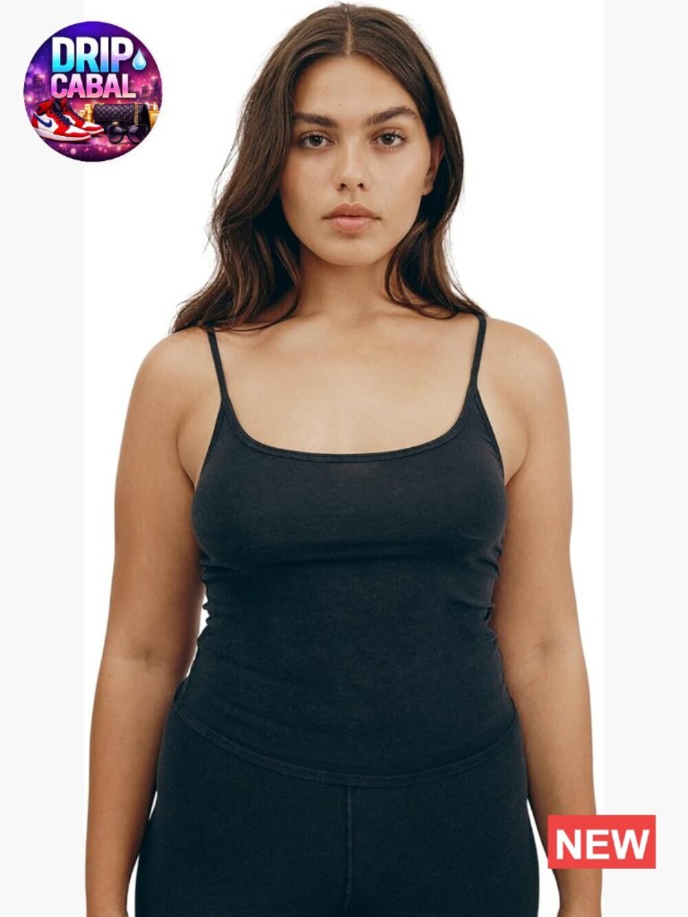 Women's Fitted Organic Cotton Cropped Camisole Tank Top with Adjustable Straps